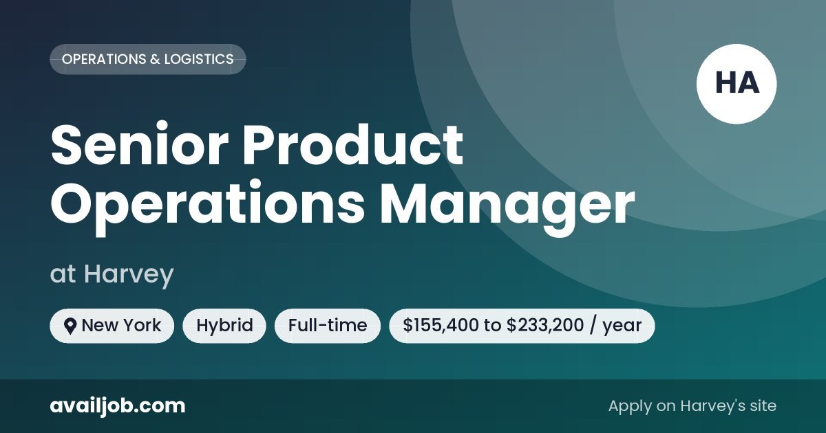 Senior Product Operations Manager job at Harvey in New York