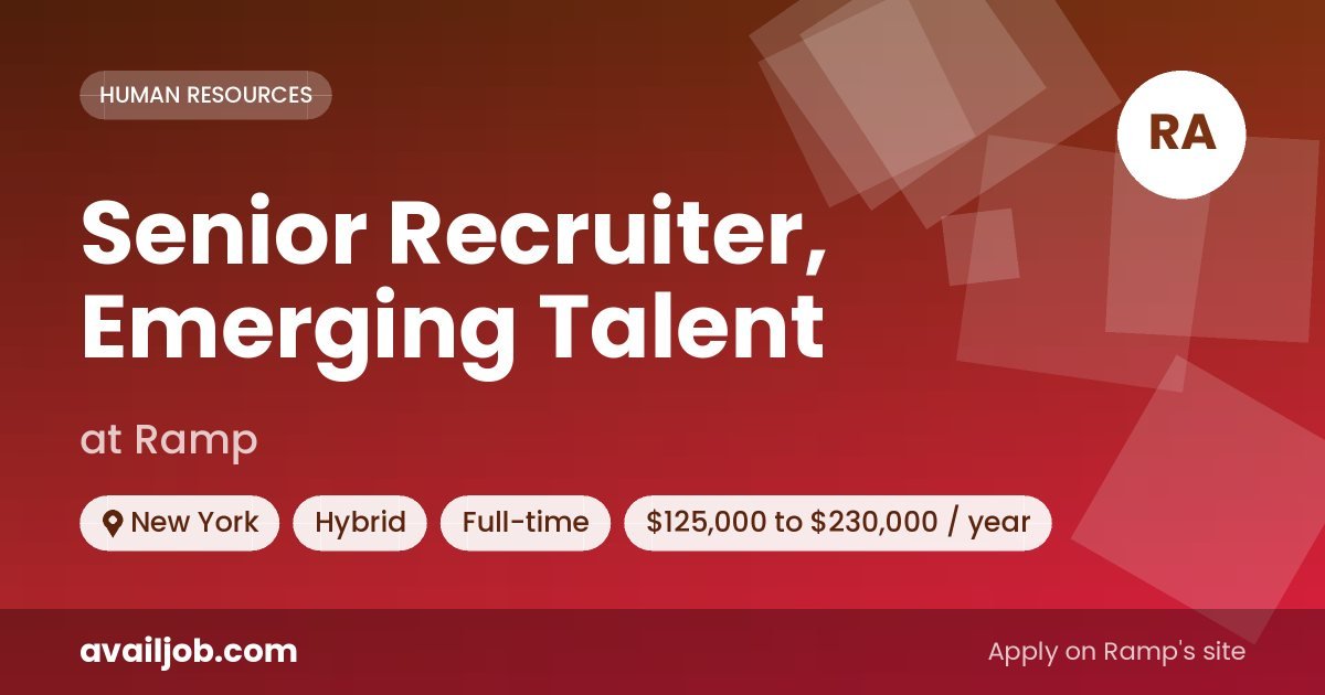 Senior Recruiter, Emerging Talent job at Ramp in New York