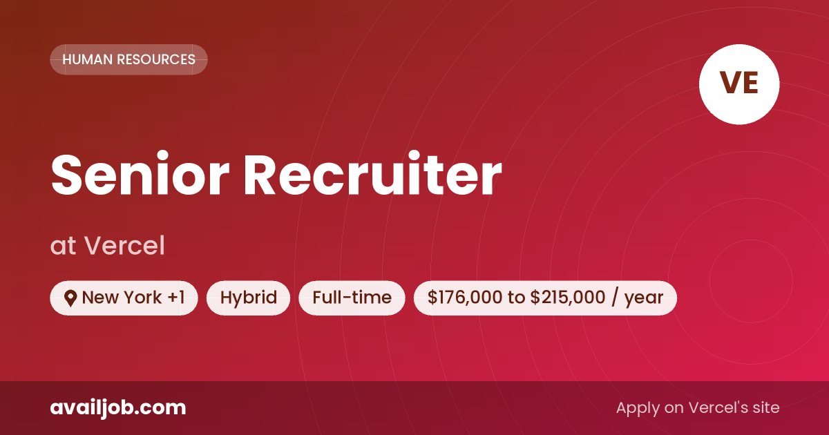 Senior Recruiter job at Vercel in New York