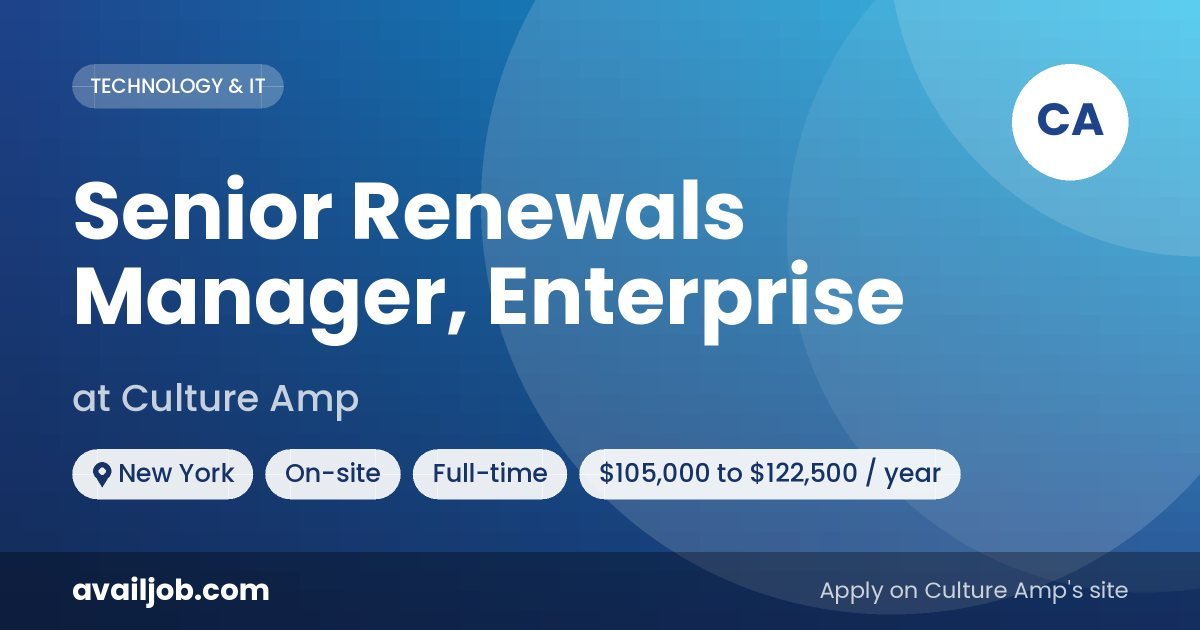Senior Renewals Manager, Enterprise job at Culture Amp in New York
