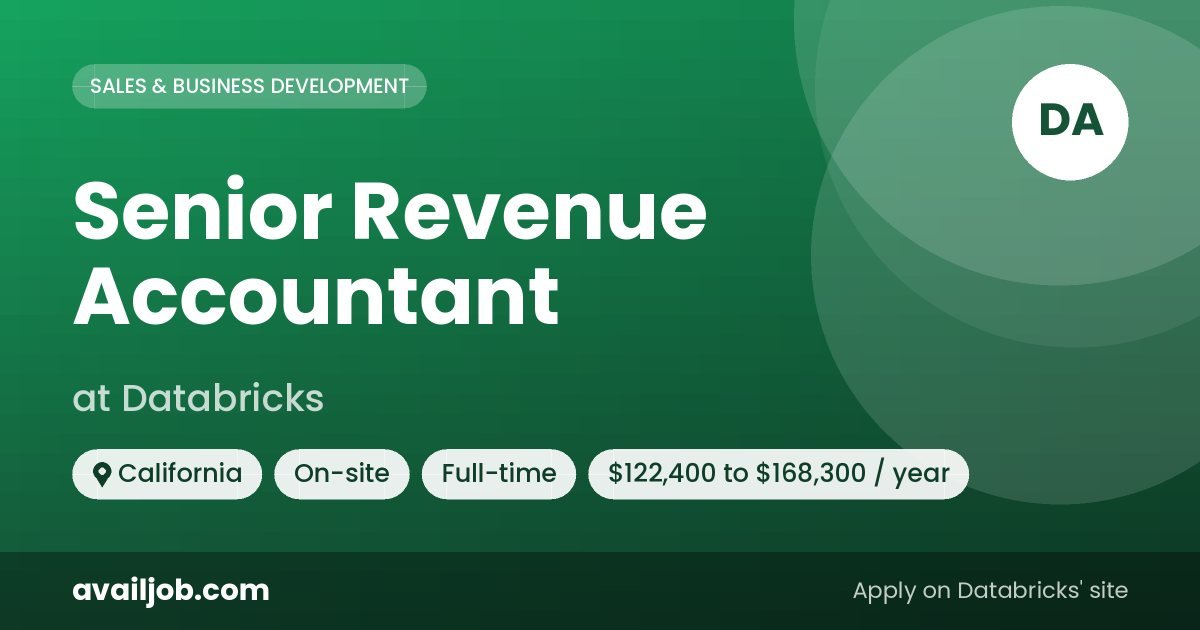 Senior Revenue Accountant job at Databricks in California