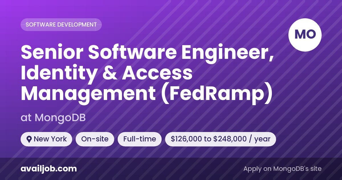 Senior Software Engineer, Identity & Access Management (FedRamp) job at MongoDB in New York