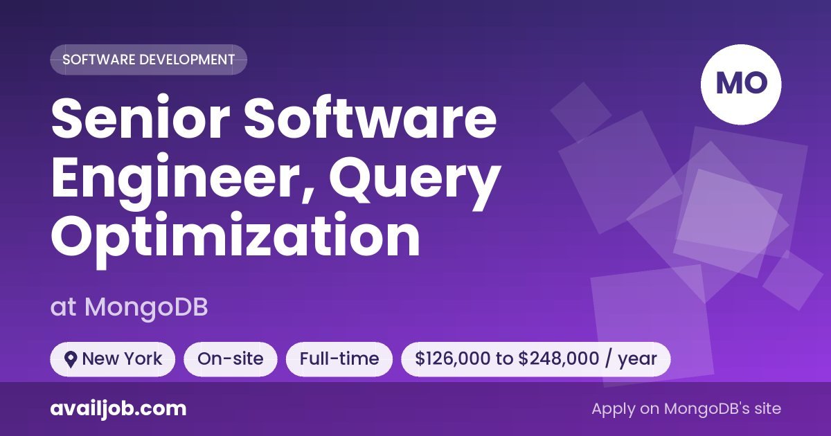 Senior Software Engineer, Query Optimization job at MongoDB in New York