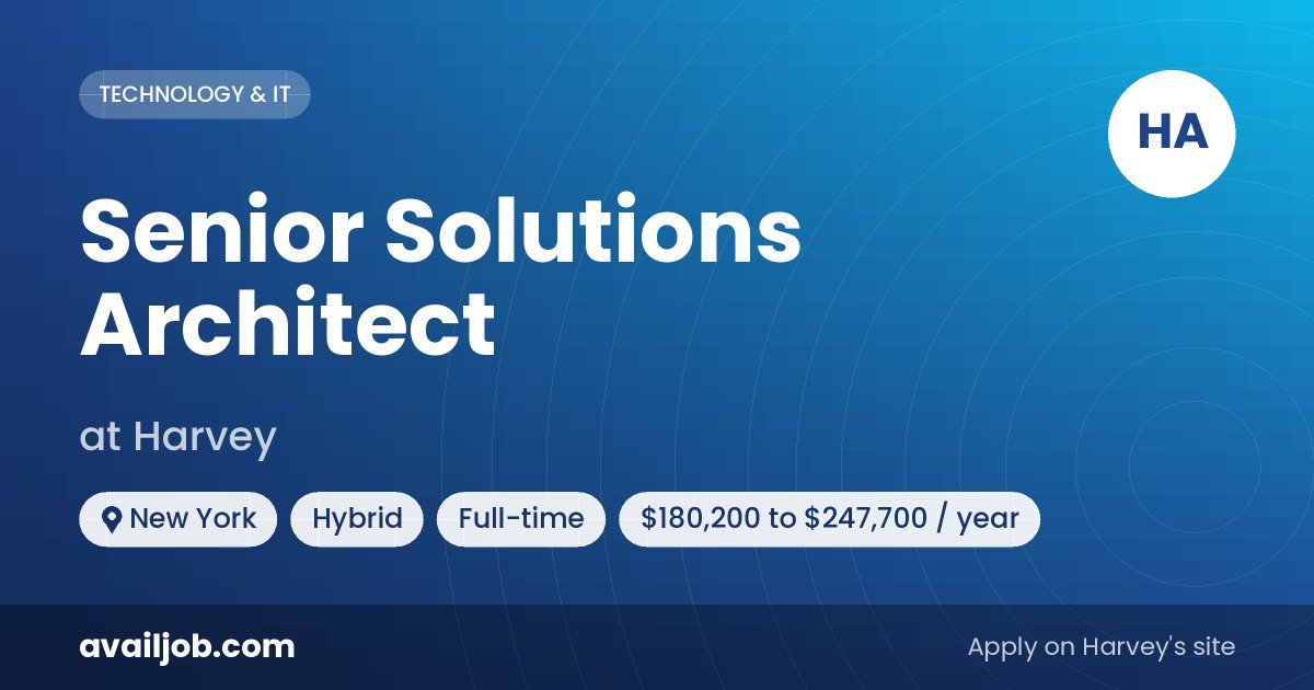 Senior Solutions Architect job at Harvey in New York