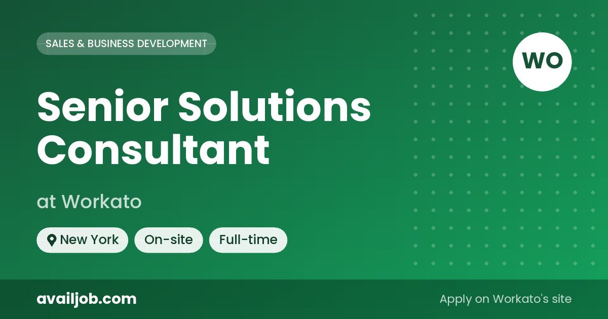 Senior Solutions Consultant job at Workato in New York
