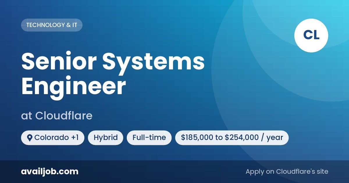 Senior Systems Engineer job at Cloudflare in Colorado