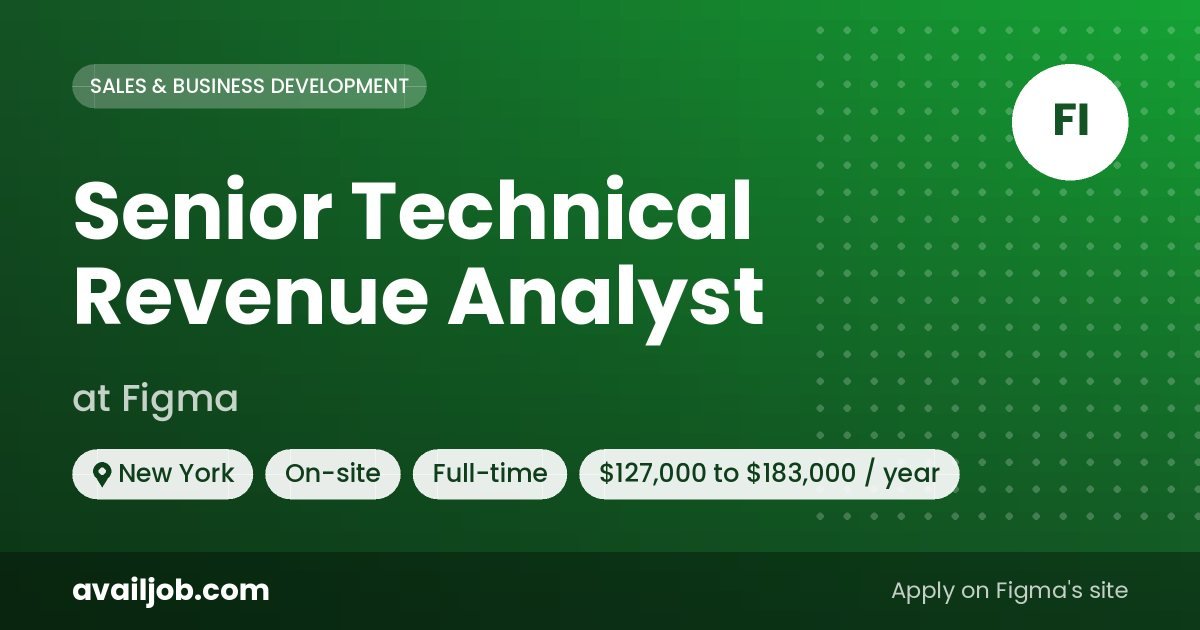 Senior Technical Revenue Analyst job at Figma in New York