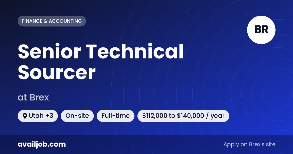 Senior Technical Sourcer job at Brex in Utah
