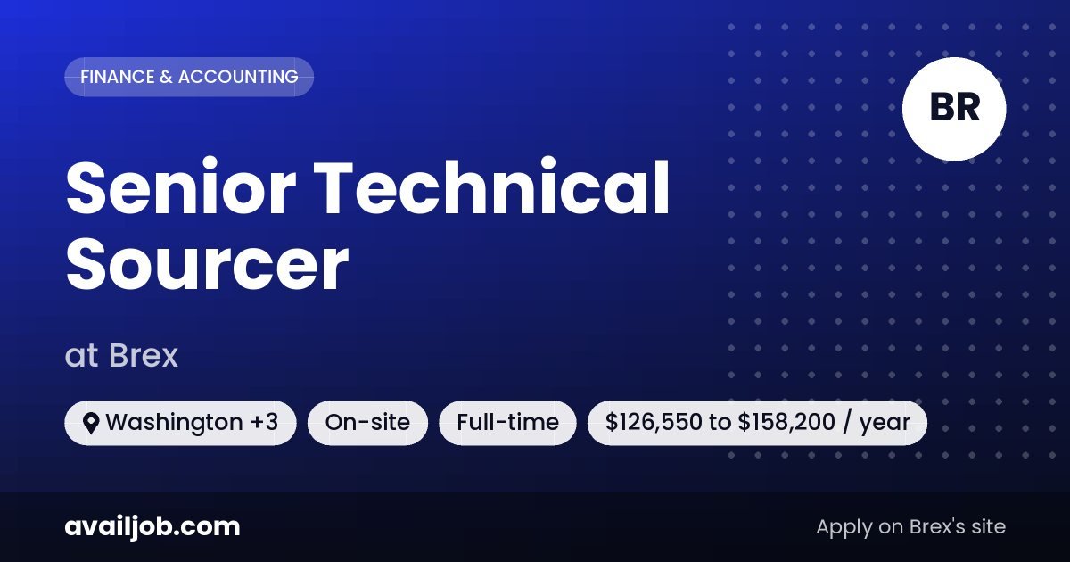 Senior Technical Sourcer job at Brex in Washington