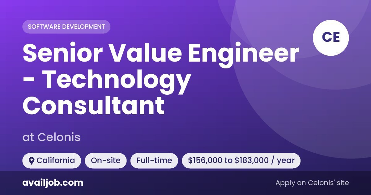 Senior Value Engineer - Technology Consultant job at Celonis in California