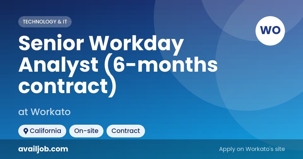 Senior Workday Analyst (6-months contract) job at Workato in California