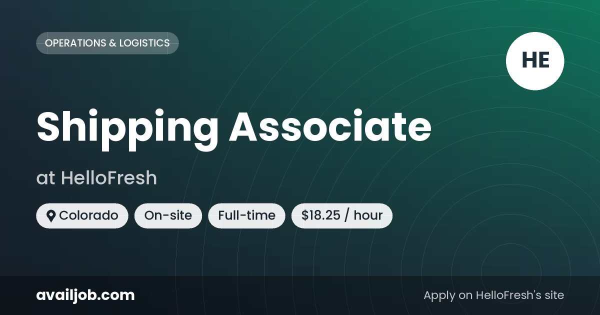Shipping Associate job at HelloFresh in Colorado