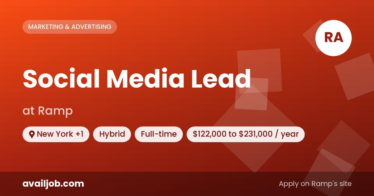 Social Media Lead job at Ramp in New York