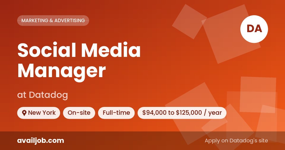 Social Media Manager job at Datadog in New York