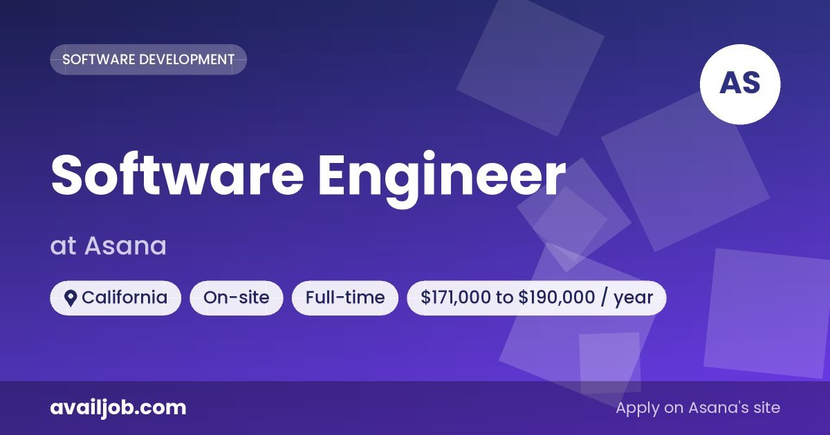 Software Engineer job at Asana in California