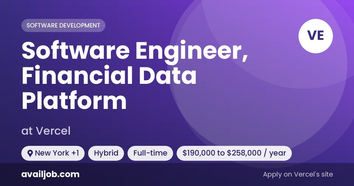 Software Engineer, Financial Data Platform job at Vercel in New York