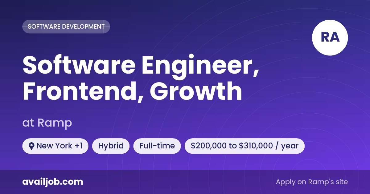 Software Engineer, Frontend, Growth job at Ramp in New York