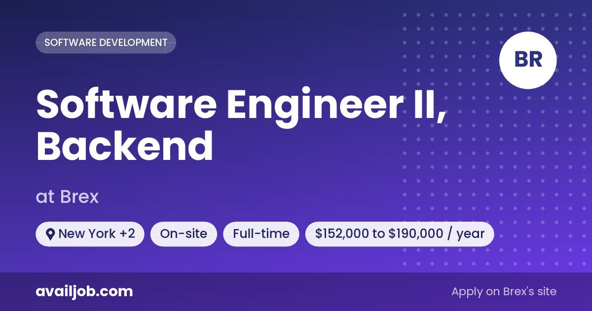 Software Engineer II, Backend job at Brex in New York