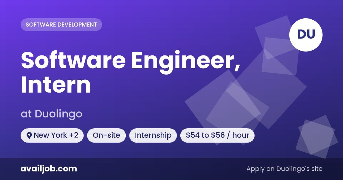 Software Engineer, Intern job at Duolingo in New York