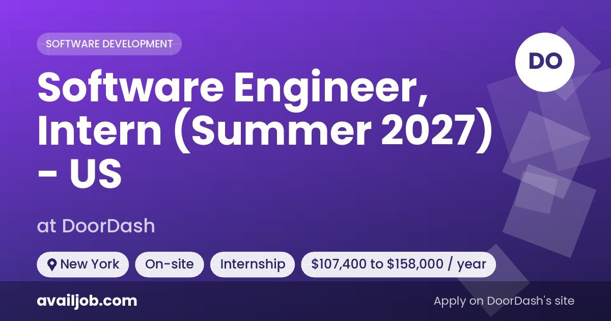 Software Engineer, Intern (Summer 2027) - US job at DoorDash in New York