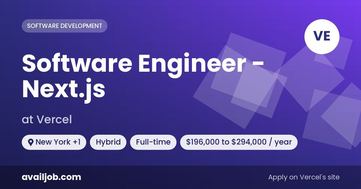 Software Engineer - Next.js job at Vercel in New York