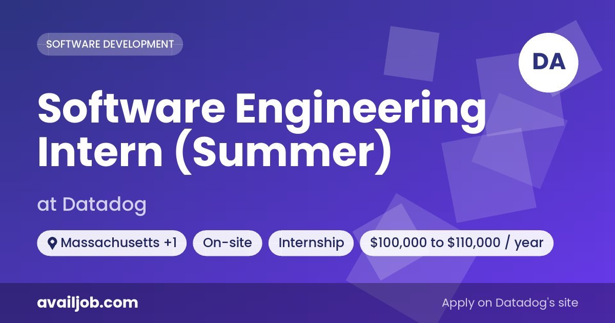 Software Engineering Intern (Summer) job at Datadog in Massachusetts