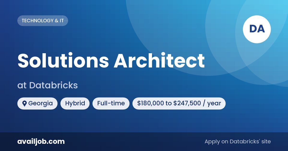Solutions Architect job at Databricks in Georgia