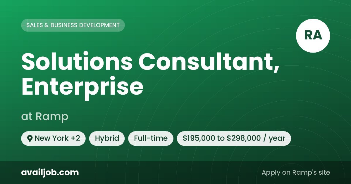 Solutions Consultant, Enterprise job at Ramp in New York