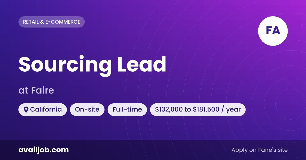 Sourcing Lead job at Faire in California