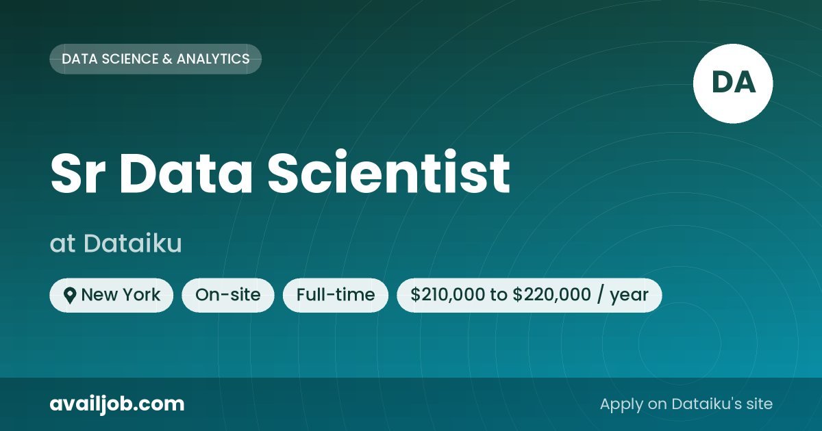 Sr Data Scientist job at Dataiku in New York