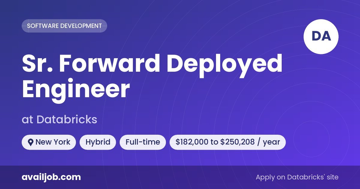 Sr. Forward Deployed Engineer job at Databricks in New York