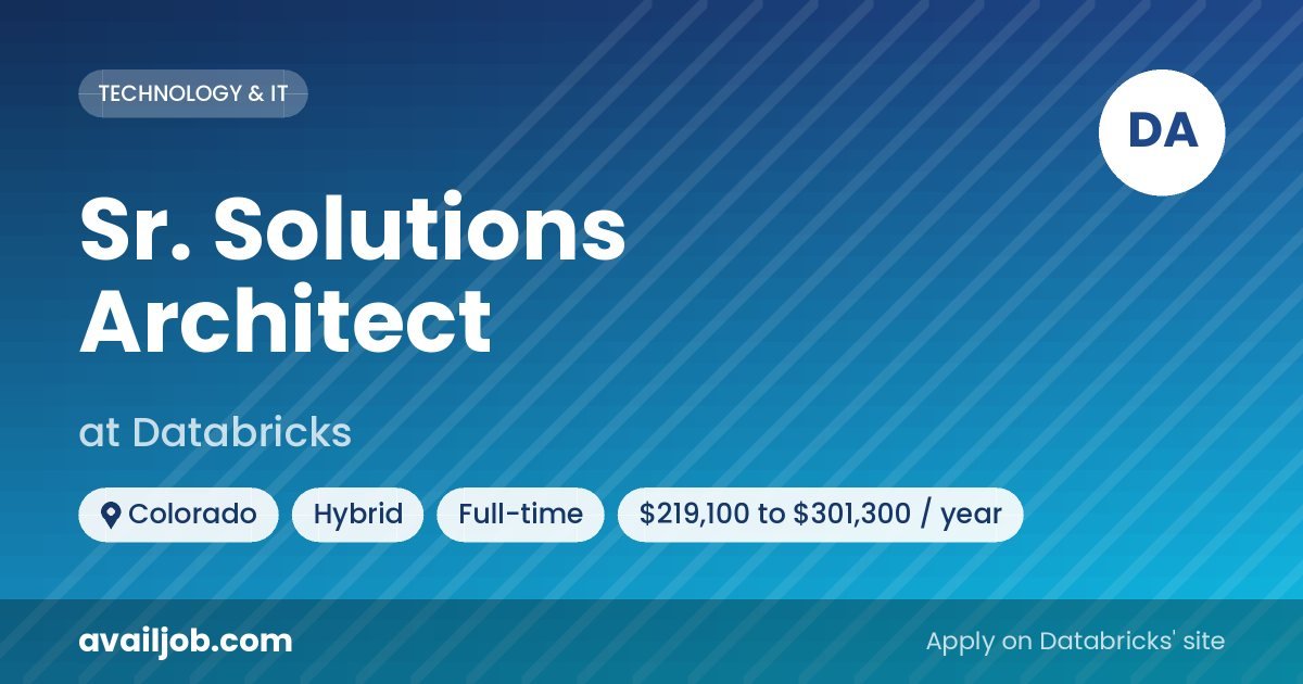 Sr. Solutions Architect job at Databricks in Colorado