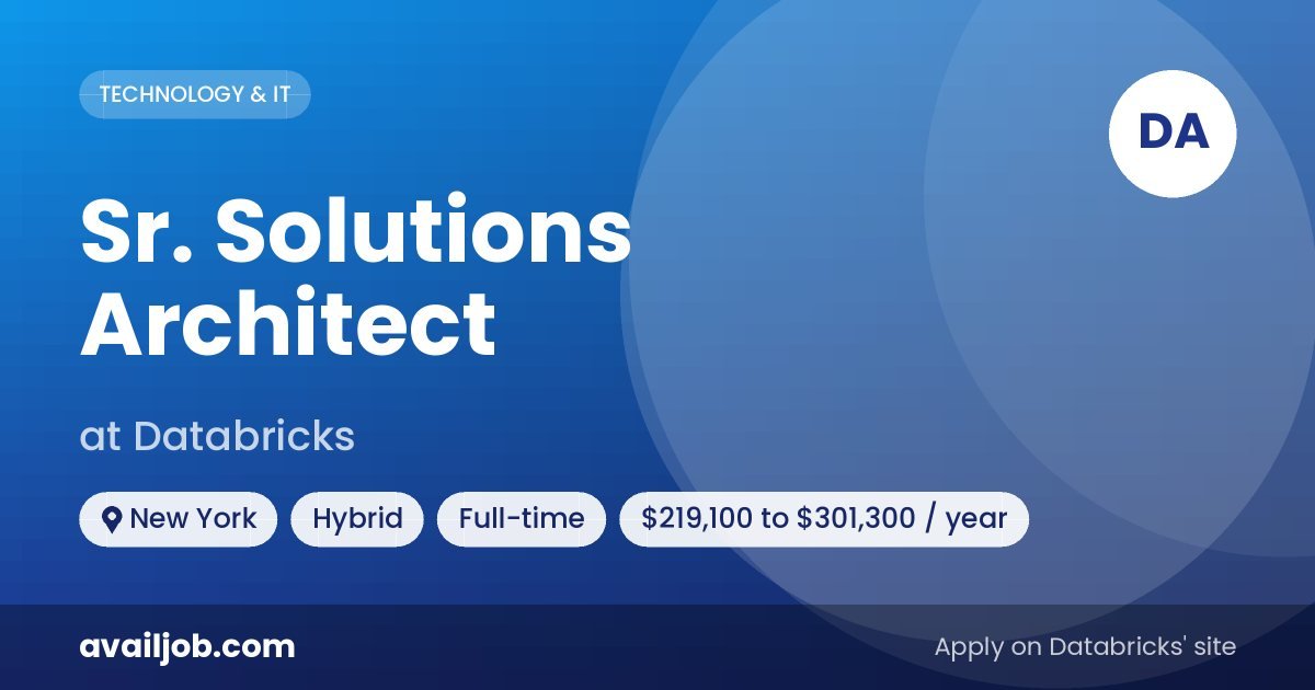 Sr. Solutions Architect job at Databricks in New York
