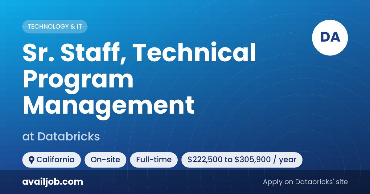 Sr. Staff, Technical Program Management job at Databricks in California