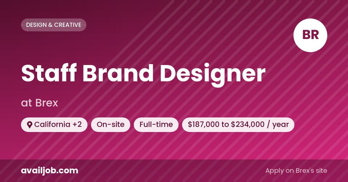 Staff Brand Designer job at Brex in California