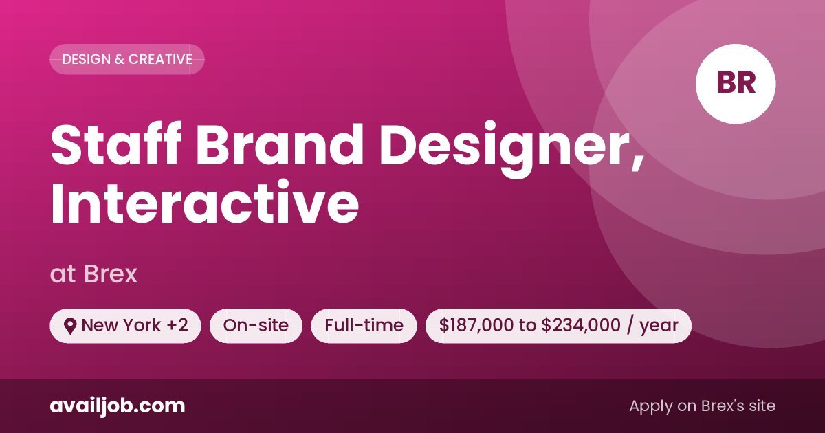 Staff Brand Designer, Interactive job at Brex in New York