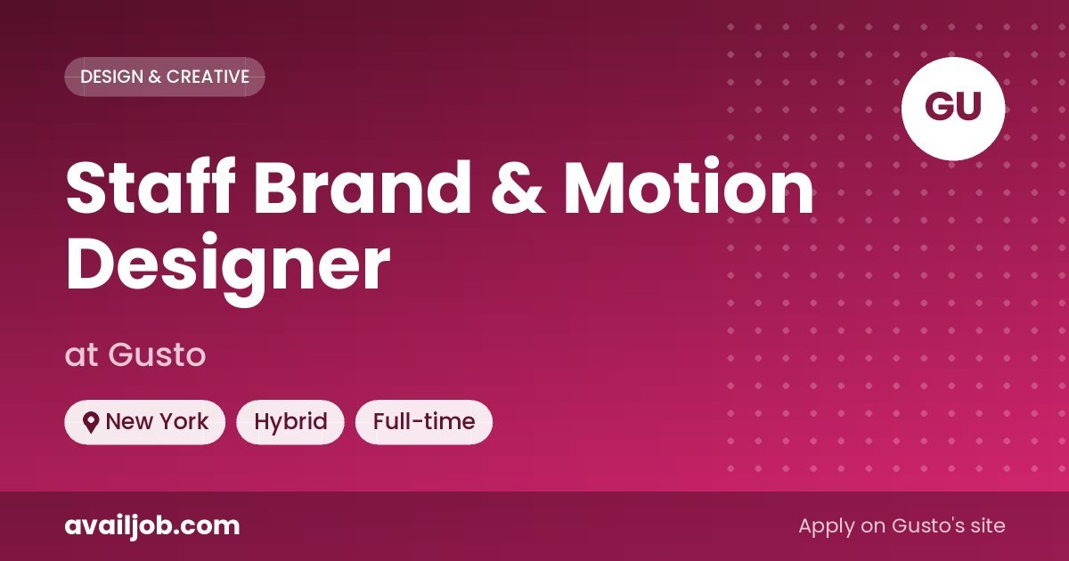 Staff Brand & Motion Designer job at Gusto in New York