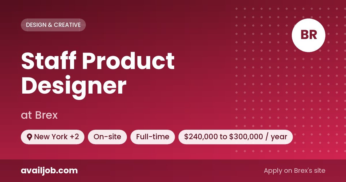 Staff Product Designer job at Brex in New York
