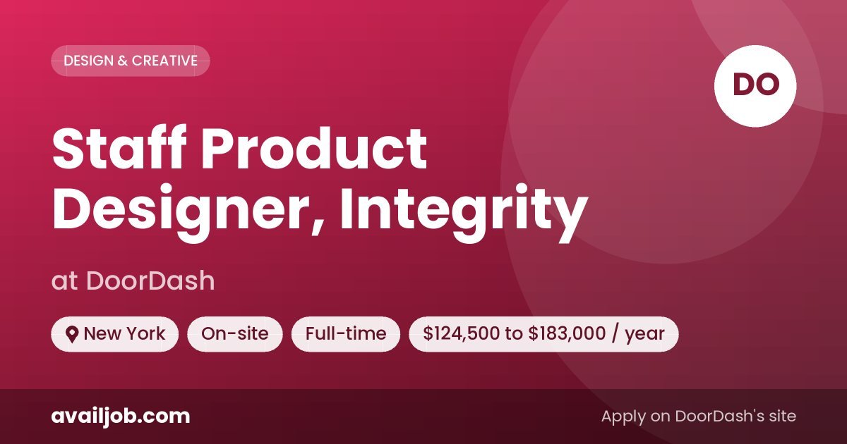 Staff Product Designer, Integrity job at DoorDash in New York