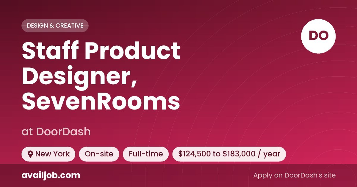 Staff Product Designer, SevenRooms job at DoorDash in New York