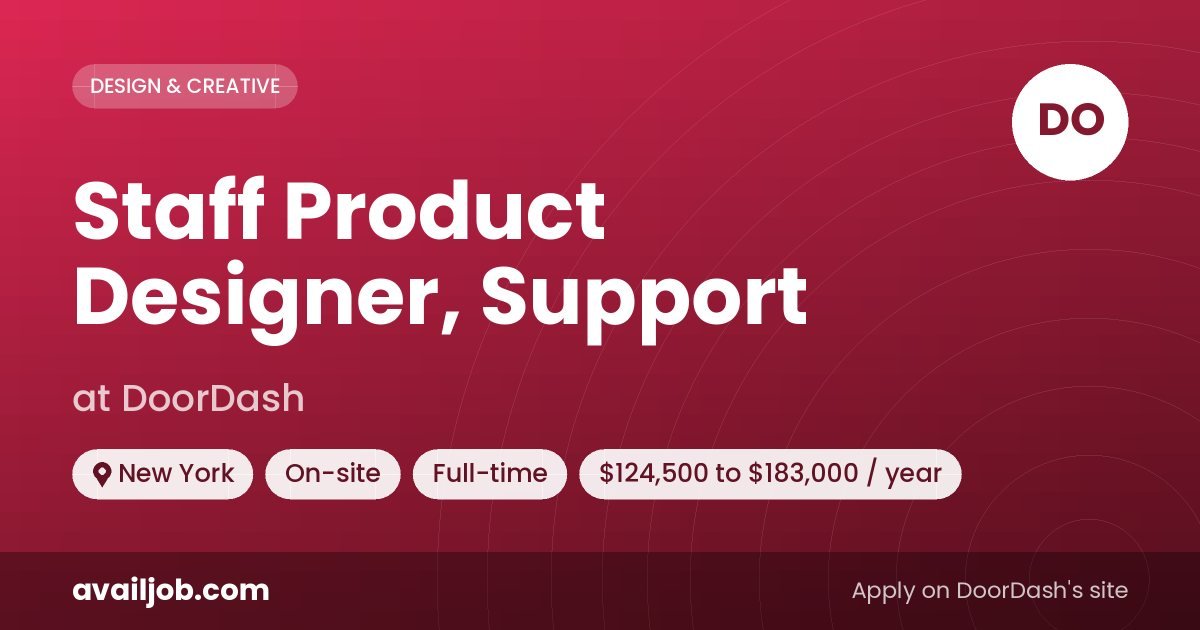 Staff Product Designer, Support job at DoorDash in New York