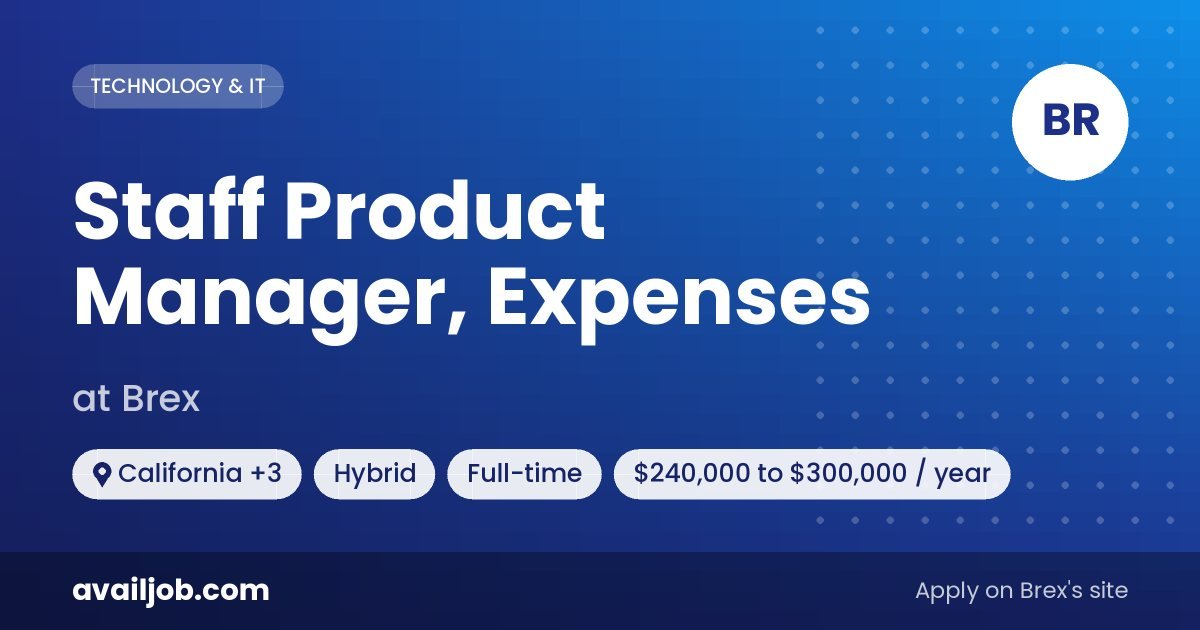 Staff Product Manager, Expenses job at Brex in California