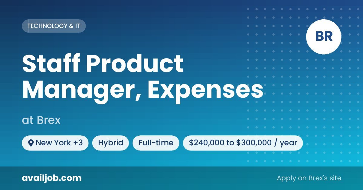 Staff Product Manager, Expenses job at Brex in New York