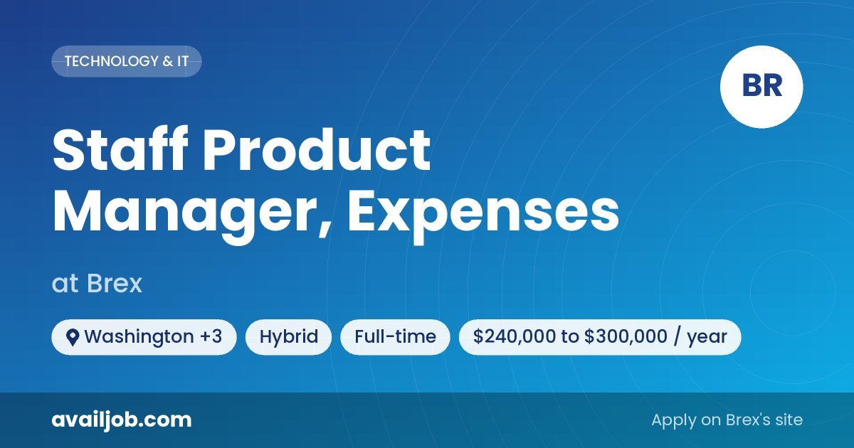 Staff Product Manager, Expenses job at Brex in Washington