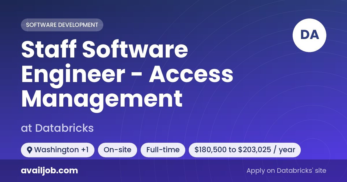 Staff Software Engineer - Access Management job at Databricks in Washington