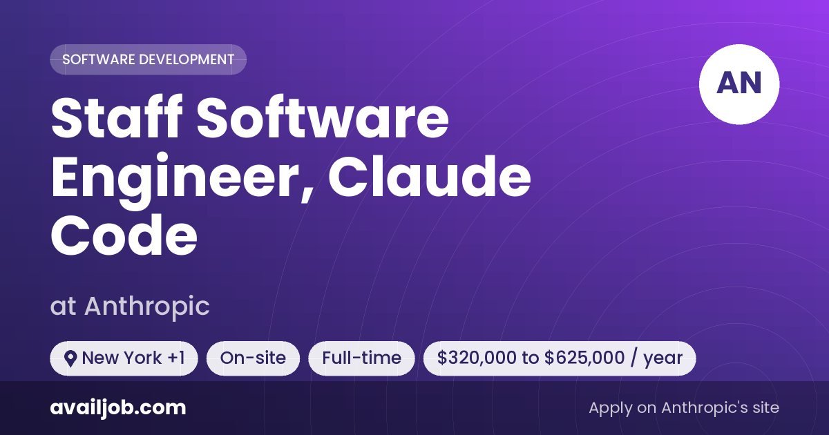 Staff Software Engineer, Claude Code job at Anthropic in New York
