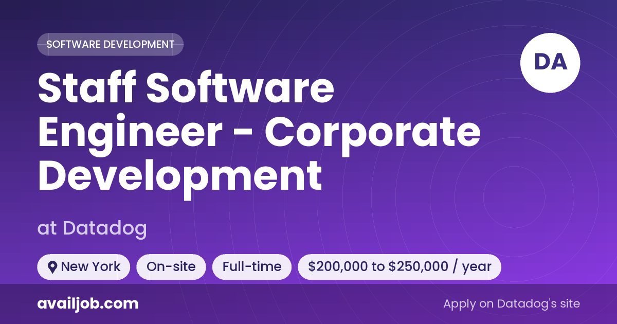 Staff Software Engineer - Corporate Development job at Datadog in New York