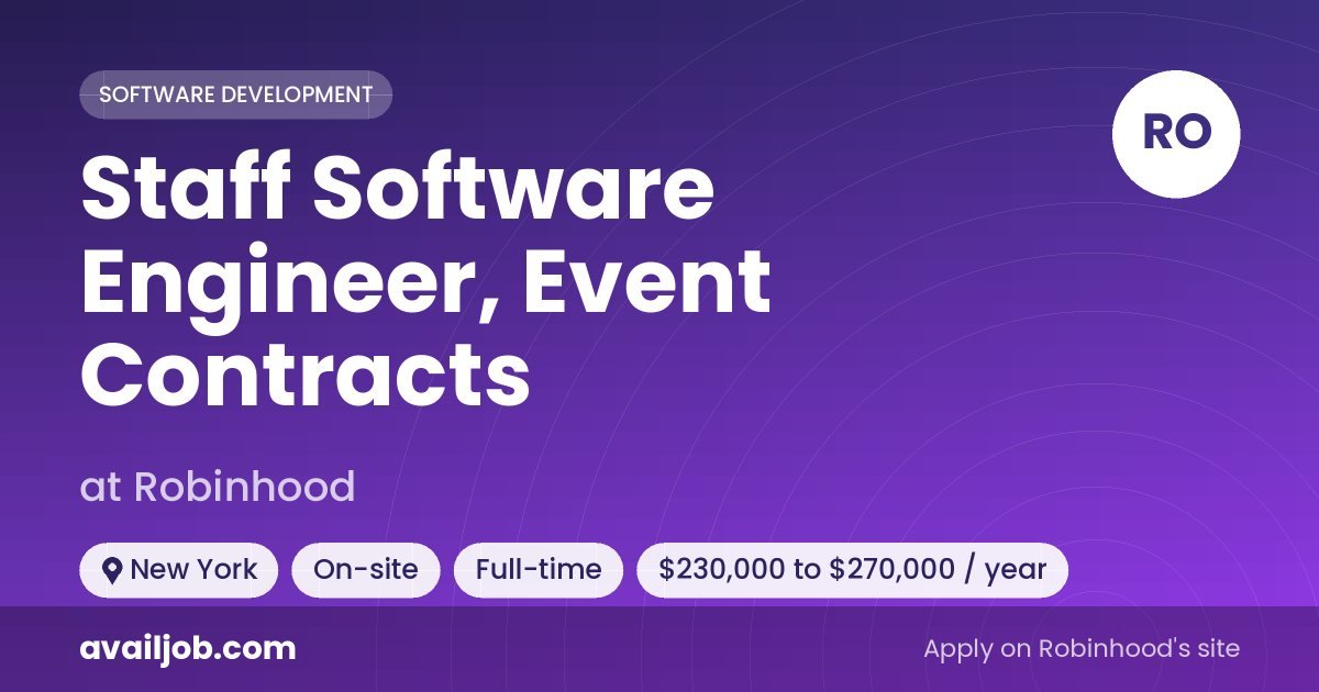 Staff Software Engineer, Event Contracts job at Robinhood in New York