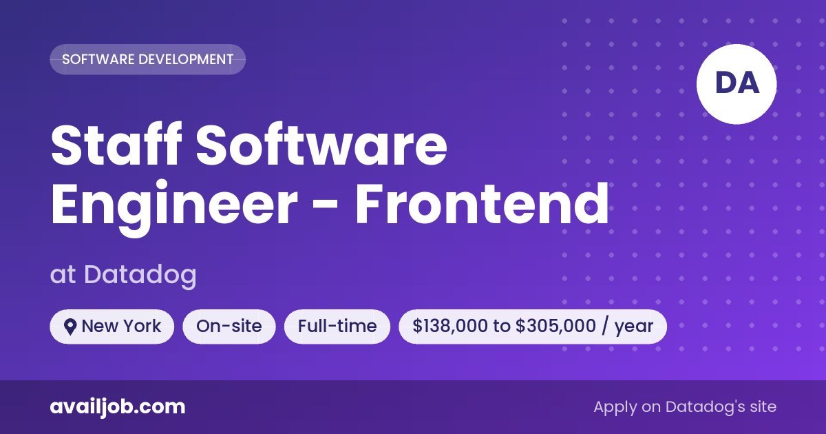 Staff Software Engineer - Frontend job at Datadog in New York