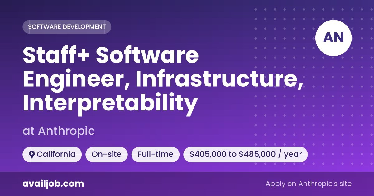 Staff+ Software Engineer, Infrastructure, Interpretability job at Anthropic in California